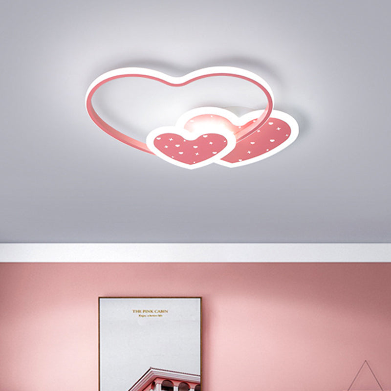 Pink/Black Love Family Flushmount Macaron Acrylic LED Ceiling Flush Mount Light for Kids Room