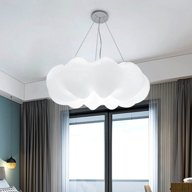 Cloud Bistro Pendant Lamp Plastic Minimalist Integrated LED Hanging Ceiling Light in White