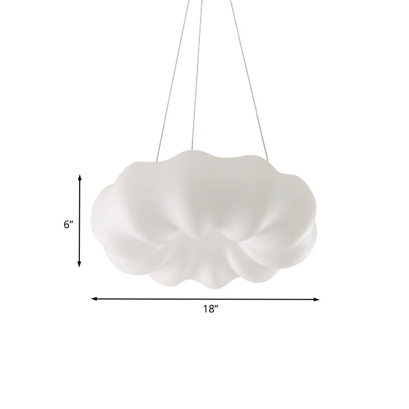 Cloud Bistro Pendant Lamp Plastic Minimalist Integrated LED Hanging Ceiling Light in White