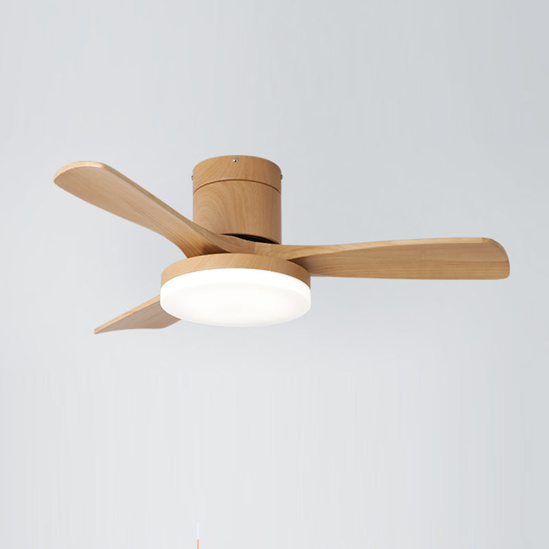 Wooden LED Ceiling Fan Light Fixture Contemporary Ceiling Lamp for Bedroom