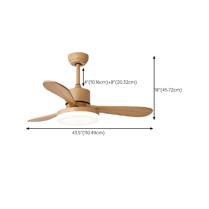 Wooden LED Ceiling Fan Light Fixture Contemporary Ceiling Lamp for Bedroom