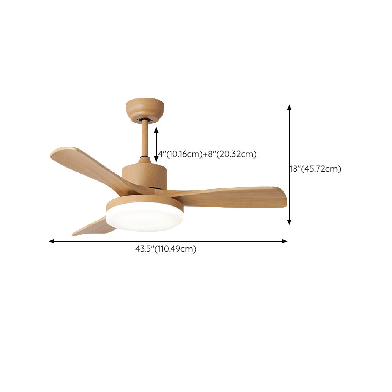 Wooden LED Ceiling Fan Light Fixture Contemporary Ceiling Lamp for Bedroom