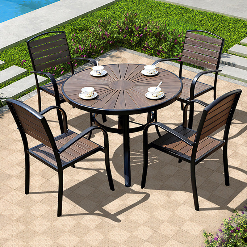 Tropical Set of 2 Dining Armchair Stacking Outdoor Chair with Arms