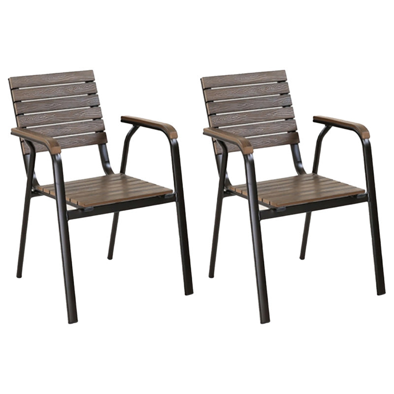 Tropical Set of 2 Dining Armchair Stacking Outdoor Chair with Arms