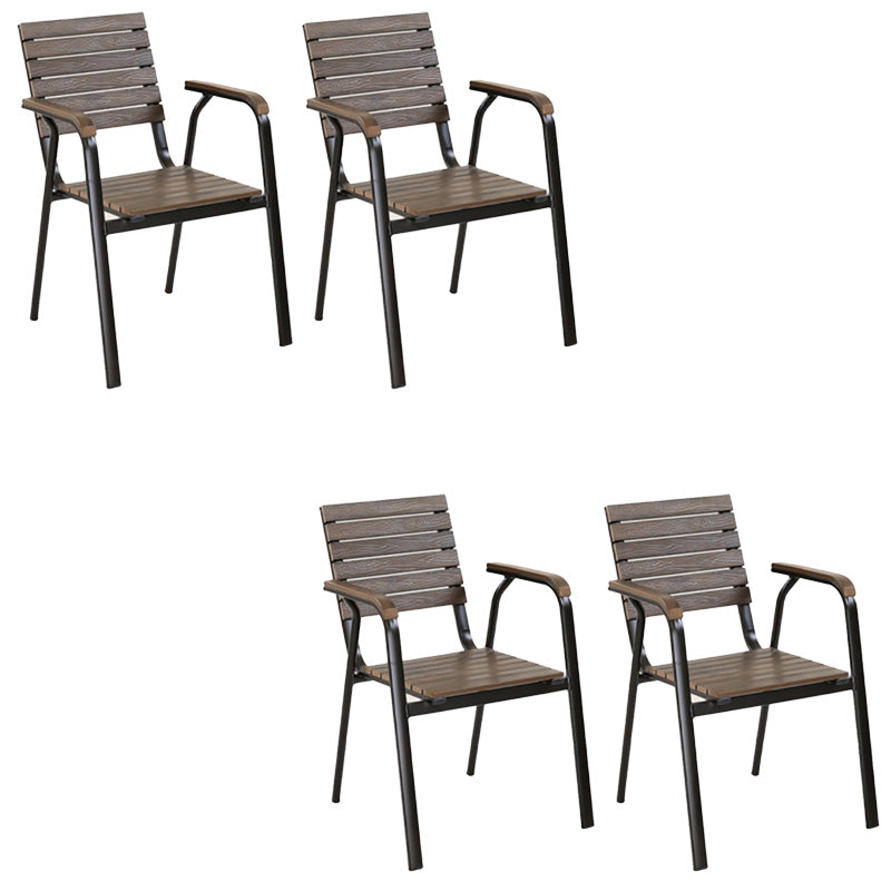 Tropical Set of 2 Dining Armchair Stacking Outdoor Chair with Arms