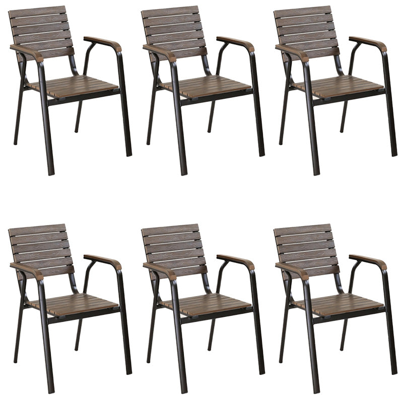 Tropical Set of 2 Dining Armchair Stacking Outdoor Chair with Arms