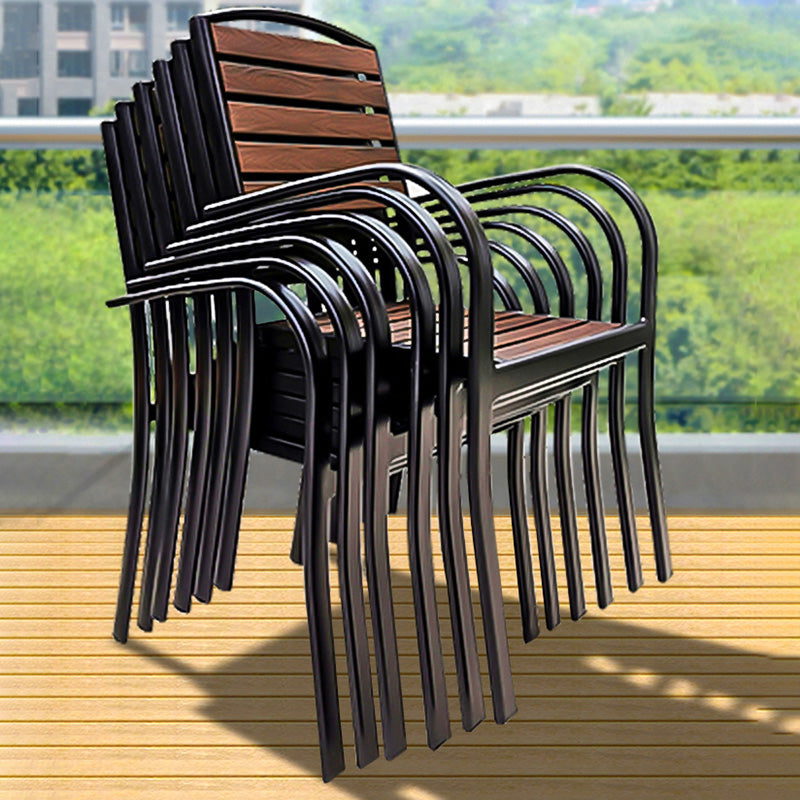 Tropical Set of 2 Dining Armchair Stacking Outdoor Chair with Arms