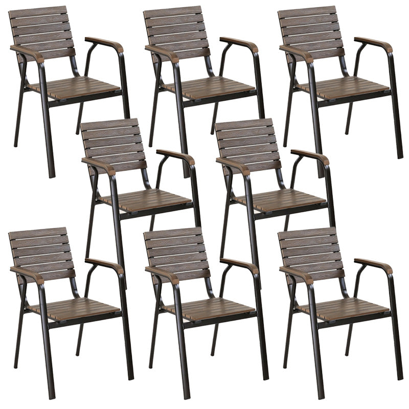 Tropical Set of 2 Dining Armchair Stacking Outdoor Chair with Arms