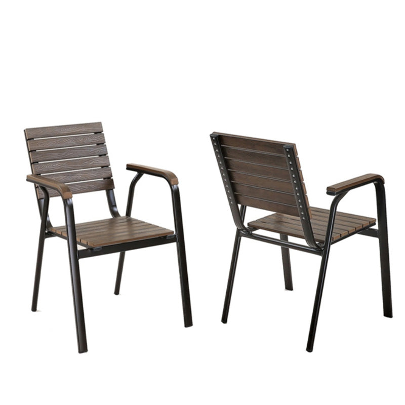 Tropical Set of 2 Dining Armchair Stacking Outdoor Chair with Arms