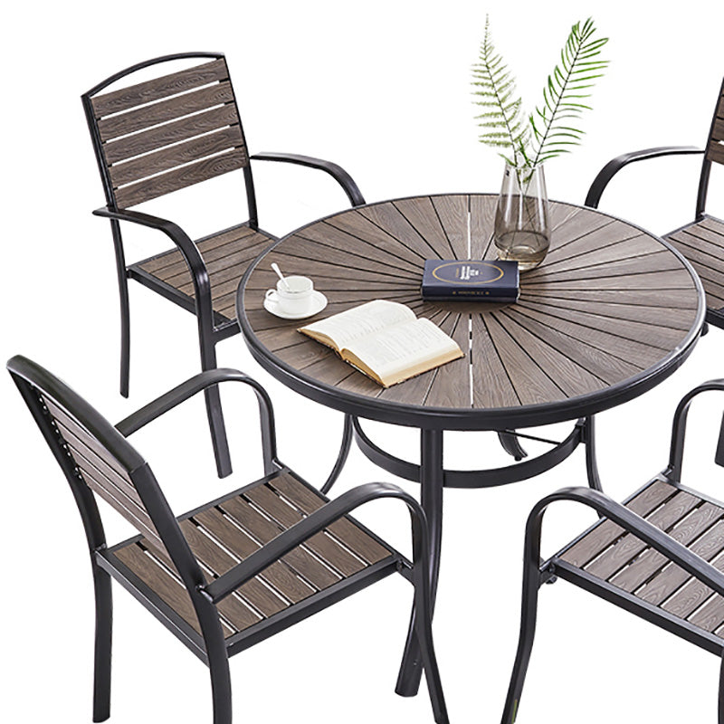 Tropical Set of 2 Dining Armchair Stacking Outdoor Chair with Arms