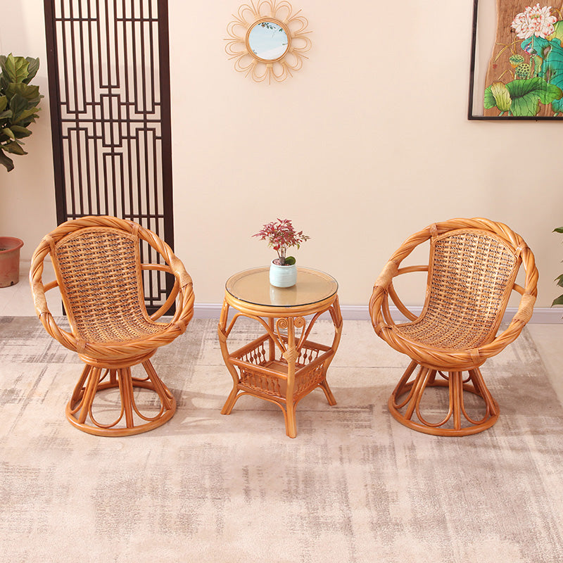 Tropical Natural Patio Dining Chair Rattan with Arm Single Chair