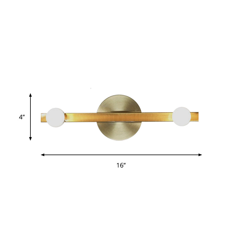 Luz de colocación lineal metálica Luz Minimalista 2 Bulbos de lámpara Montada de la pared en oro