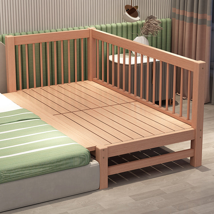 Solid Wood Washed Natural Nursery Bed Scandinavian with Guardrail