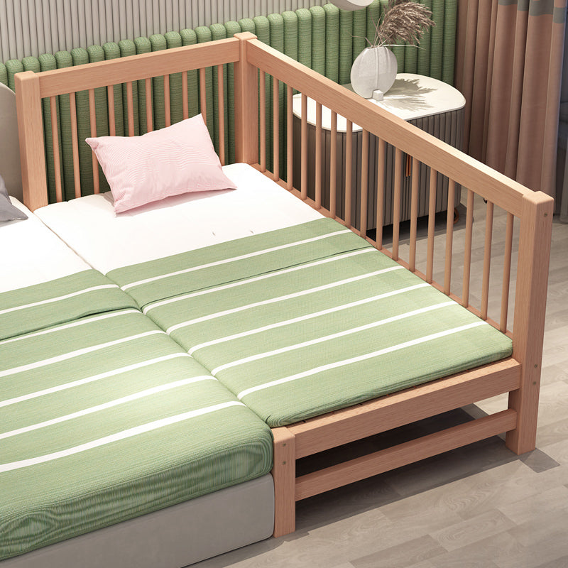 Solid Wood Washed Natural Nursery Bed Scandinavian with Guardrail