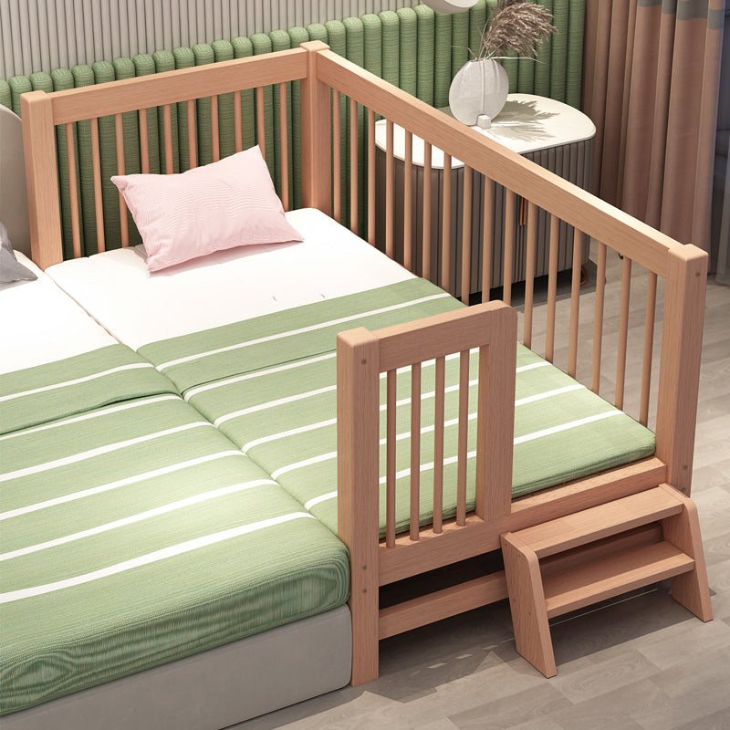 Solid Wood Washed Natural Nursery Bed Scandinavian with Guardrail