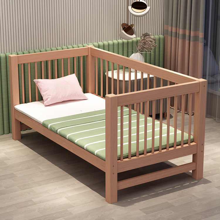 Solid Wood Washed Natural Nursery Bed Scandinavian with Guardrail