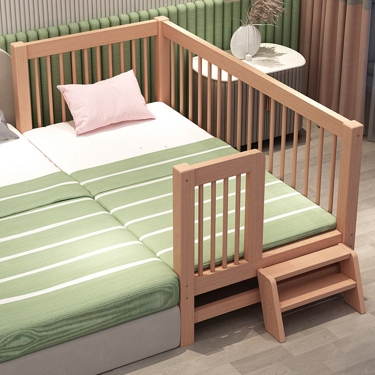 Solid Wood Washed Natural Nursery Bed Scandinavian with Guardrail