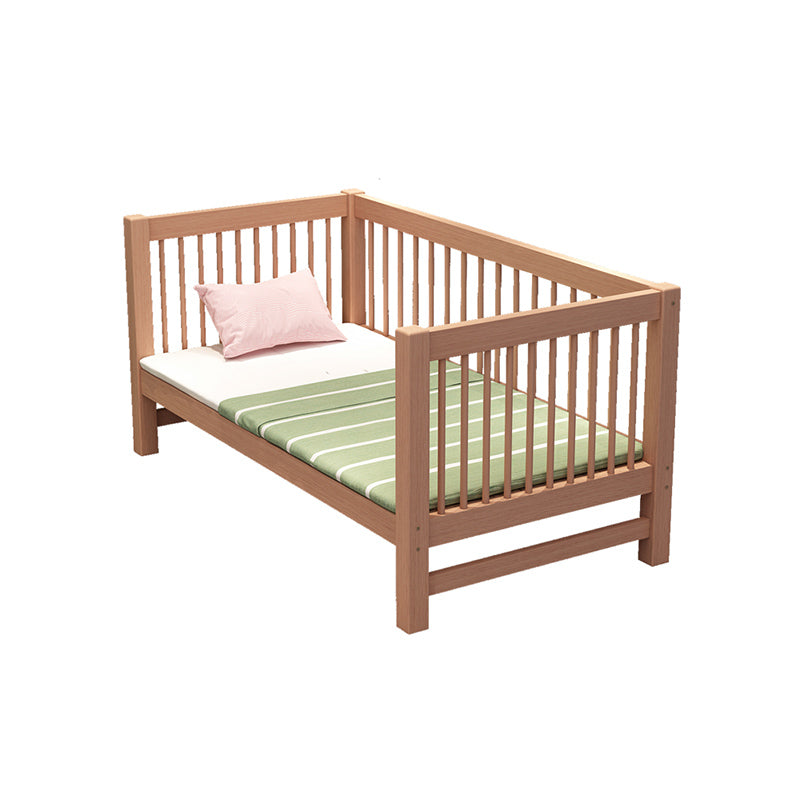 Solid Wood Washed Natural Nursery Bed Scandinavian with Guardrail