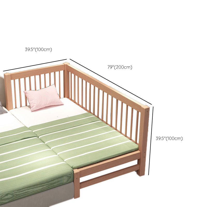 Solid Wood Washed Natural Nursery Bed Scandinavian with Guardrail