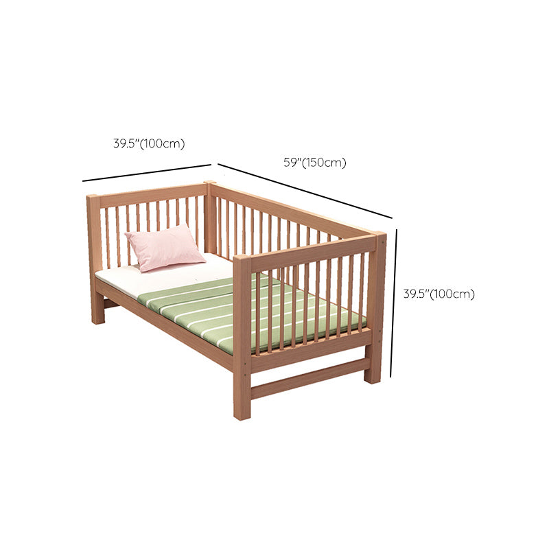 Solid Wood Washed Natural Nursery Bed Scandinavian with Guardrail