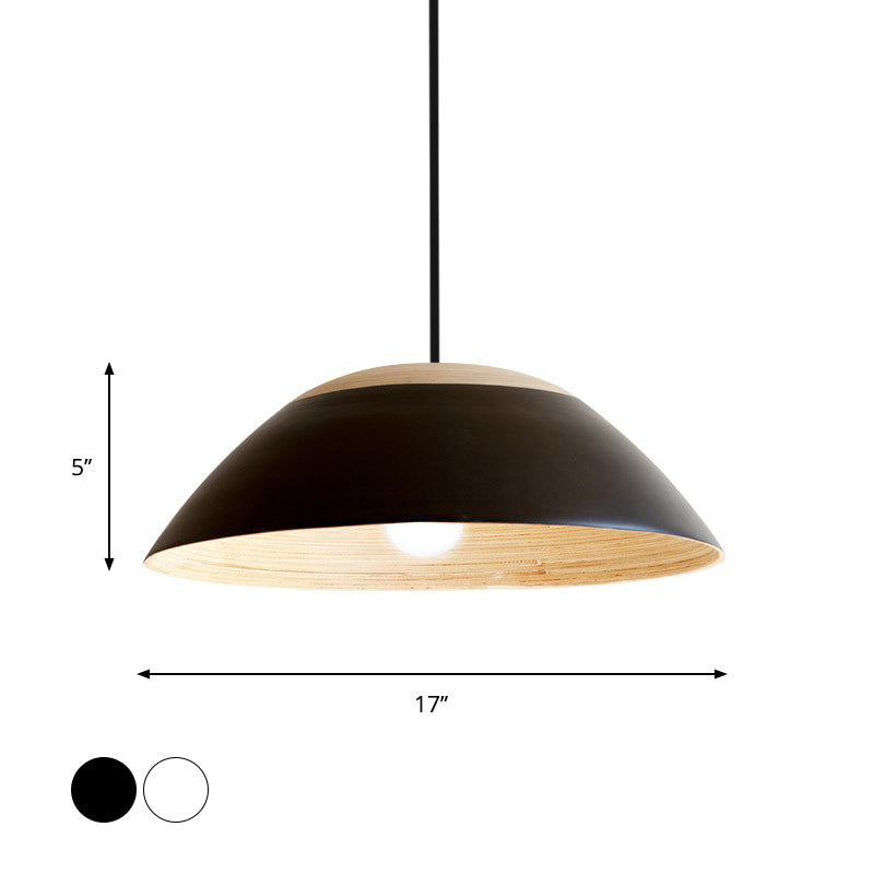 1 Bulbe Restaurant Drop Pender Light Moderniste White / Black Plafond Plateau Hang avec Dome Metal Shade