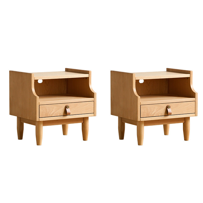 Solid Wood Bed Nightstand Classic Modern Bedside Cabinet for Bedroom