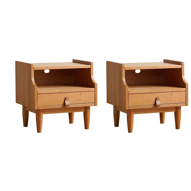 Solid Wood Bed Nightstand Classic Modern Bedside Cabinet for Bedroom