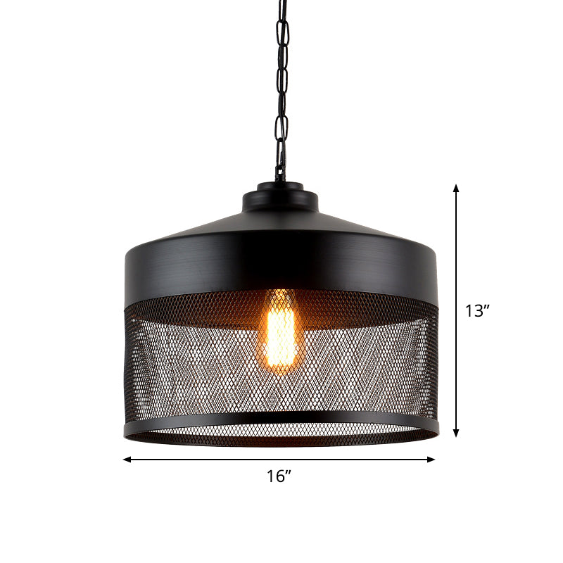 Pear Cage Iron Ceiling Light Farmhouse 1-Bulb Restaurant Mini Suspension Lamp in Black