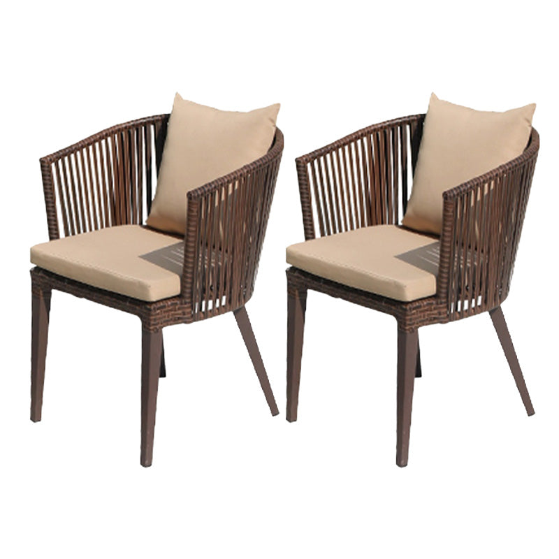 Tropical Rattan Patio Dining Chair Removable Cushion Outdoors Dining Chairs