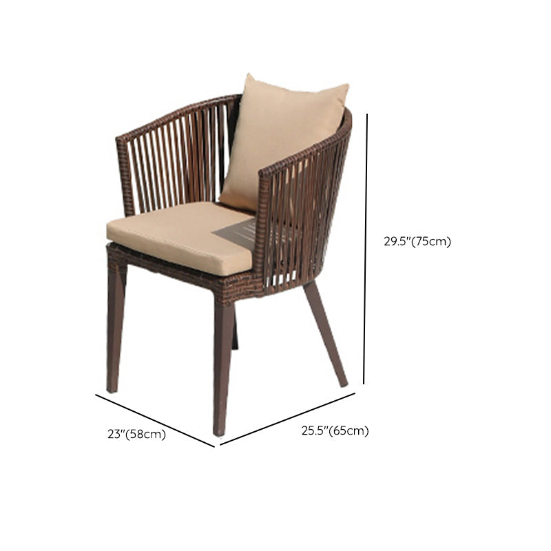 Tropical Rattan Patio Dining Chair Removable Cushion Outdoors Dining Chairs