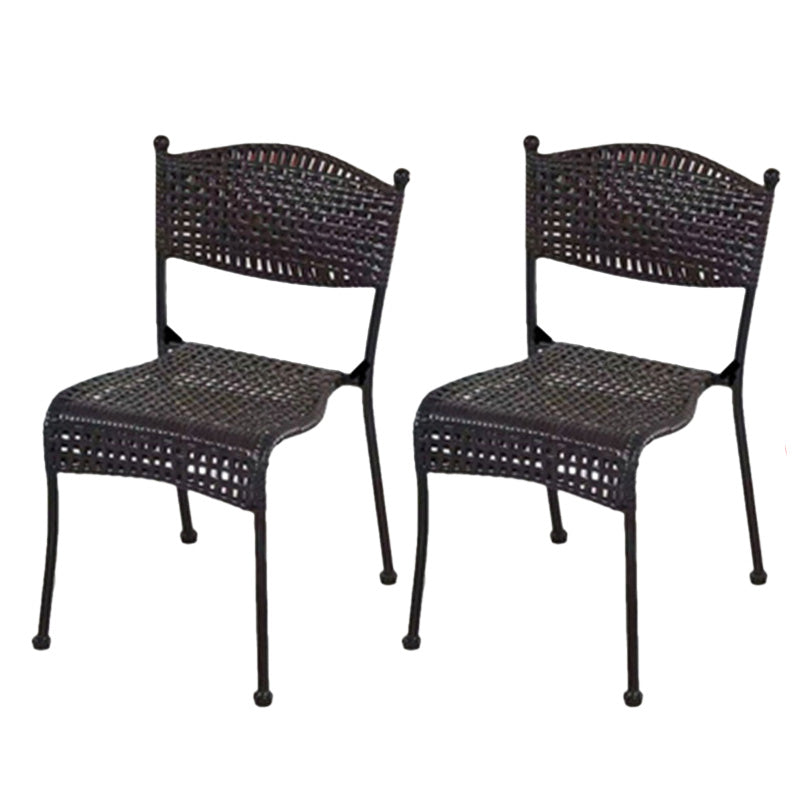 Tropical Dining Side Chair in Brown/Black Plastic with Open Back