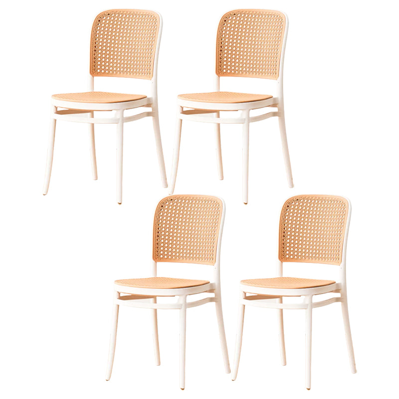 Contemporary Armles Dining Side Chair with Natural Back Stacking Chair