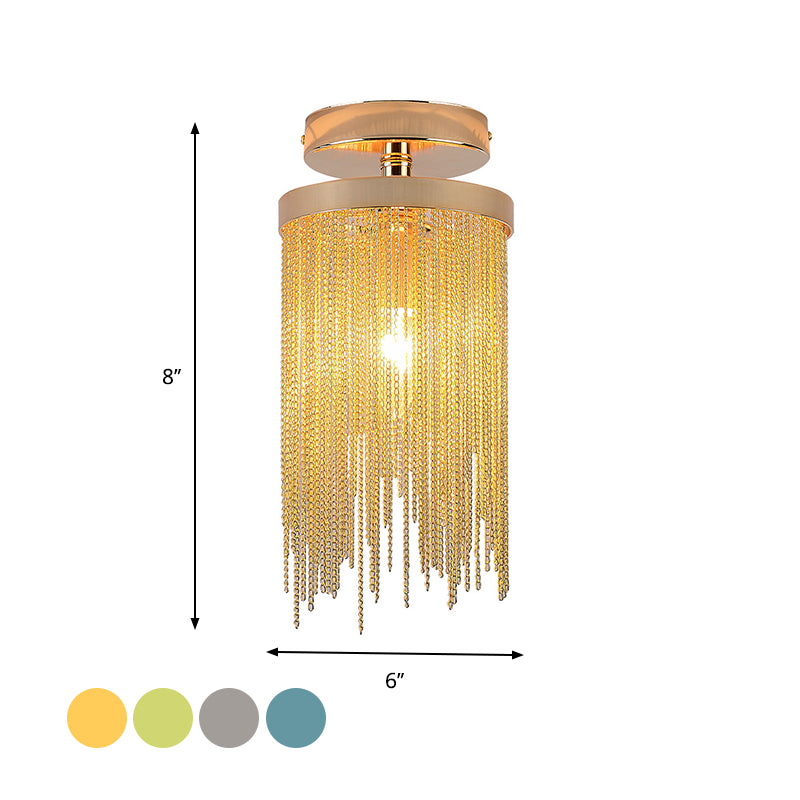 Cascading Fringe Small Flushmount Modern aluminium 1-licht groen/goud/blauw semi-spoelplafondlicht