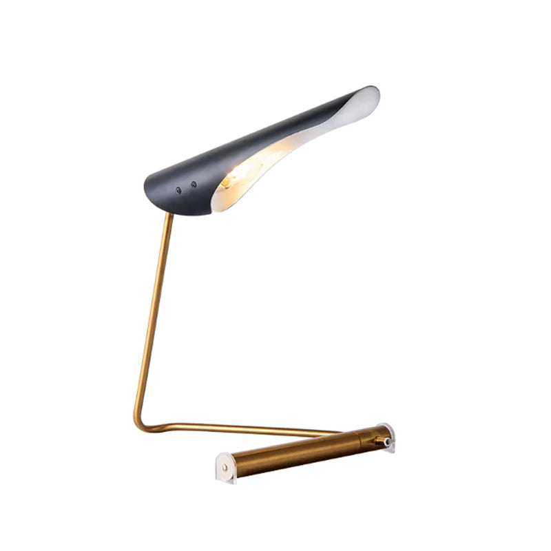 Black Bird-Like Night Stand Light Postmodern 1 Bulb Metallic Table Lamp with Curved Stand