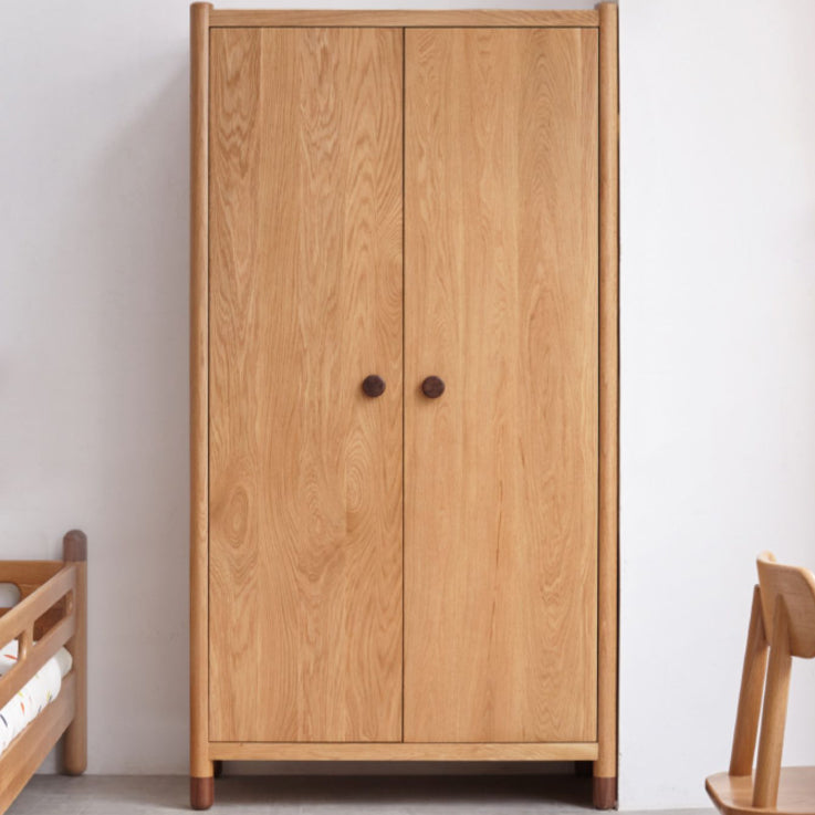 Light Wood Oak with Drawer with Garment Rod Shelved Door Youth Armoire