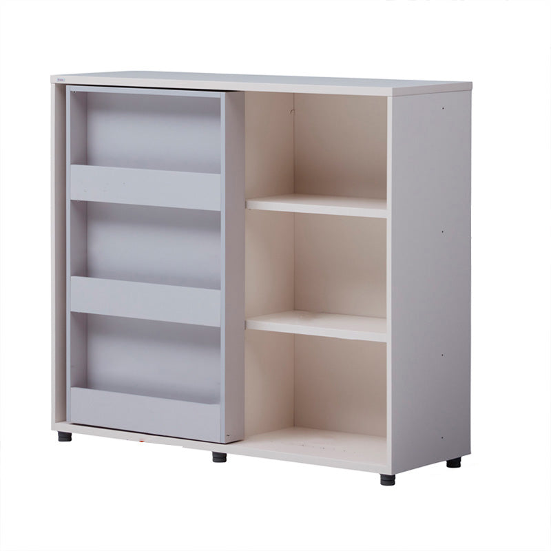 Modern Closed Back Freestanding Book Shelf with 1 Door in White