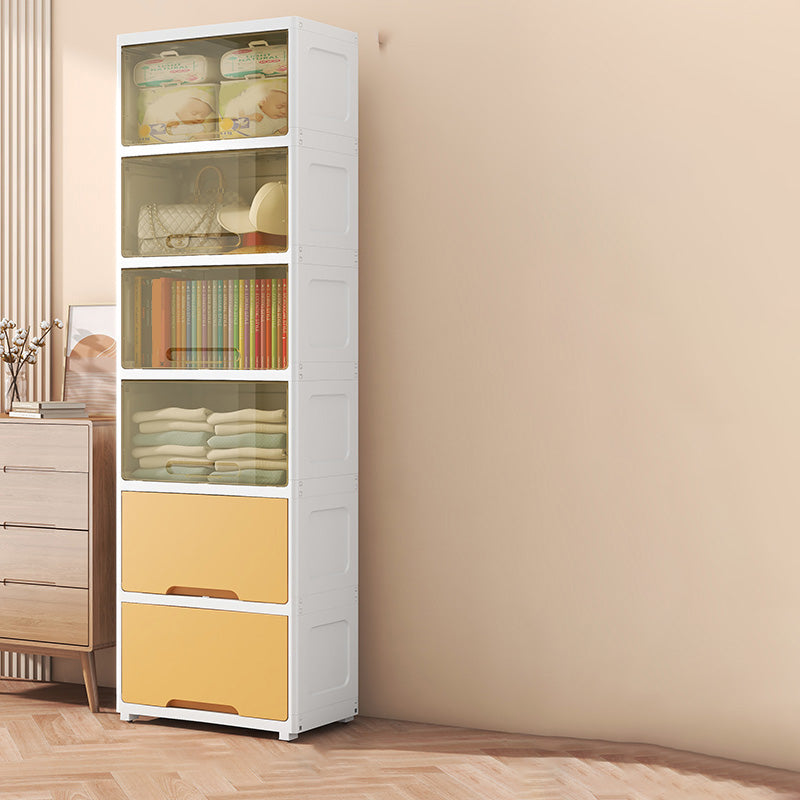 Contemporary Plastic Book Shelf with Closed Back Standard with Doors