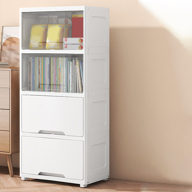 Contemporary Plastic Book Shelf with Closed Back Standard with Doors