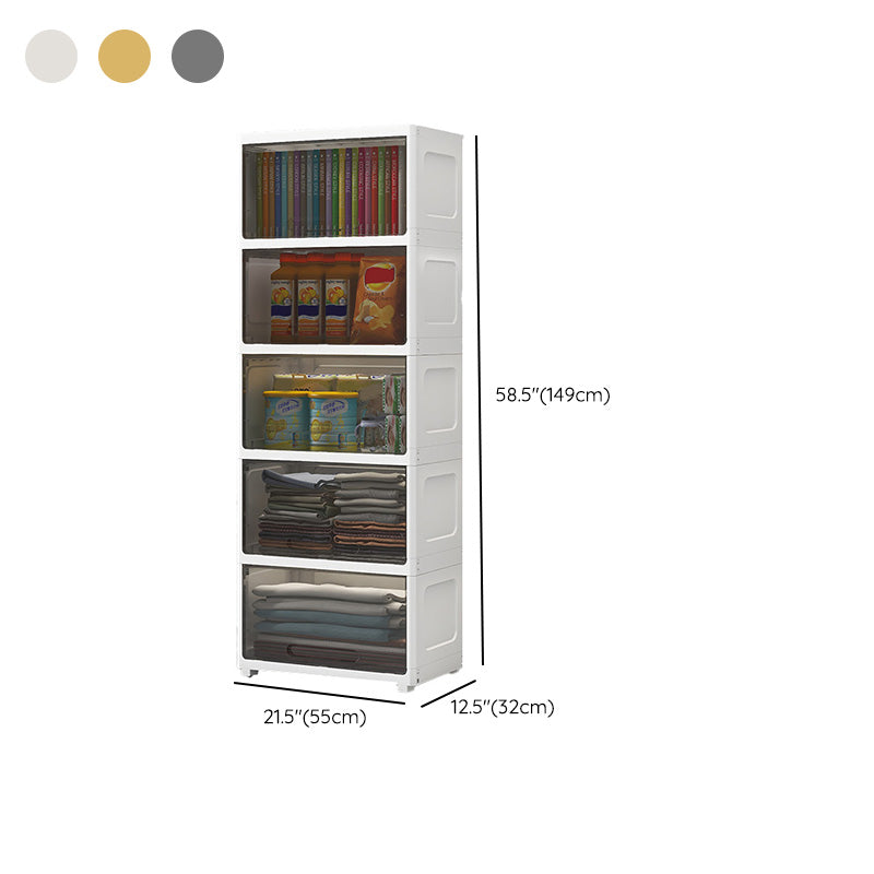 Contemporary Plastic Book Shelf with Closed Back Standard with Doors