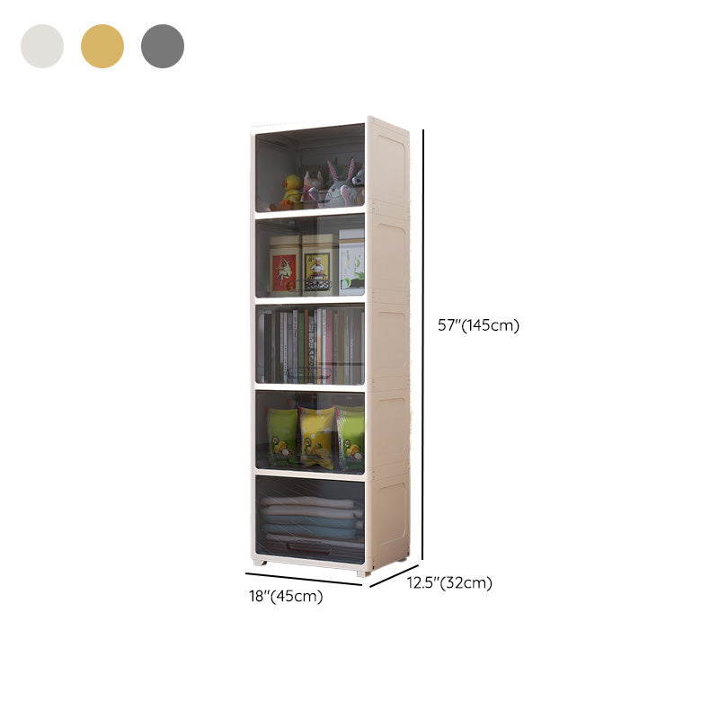 Contemporary Plastic Book Shelf with Closed Back Standard with Doors