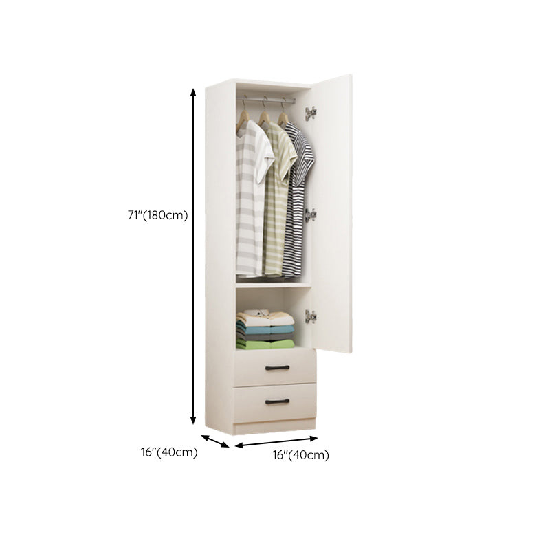 Manufactured Wood Kids Closet Contemporary White Armoire Cabinet with Garment Rod