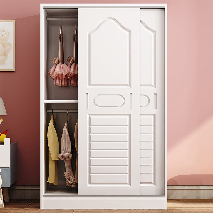 Manufactured Wood Kids Closet Contemporary White Armoire Cabinet with 1 Sliding Door