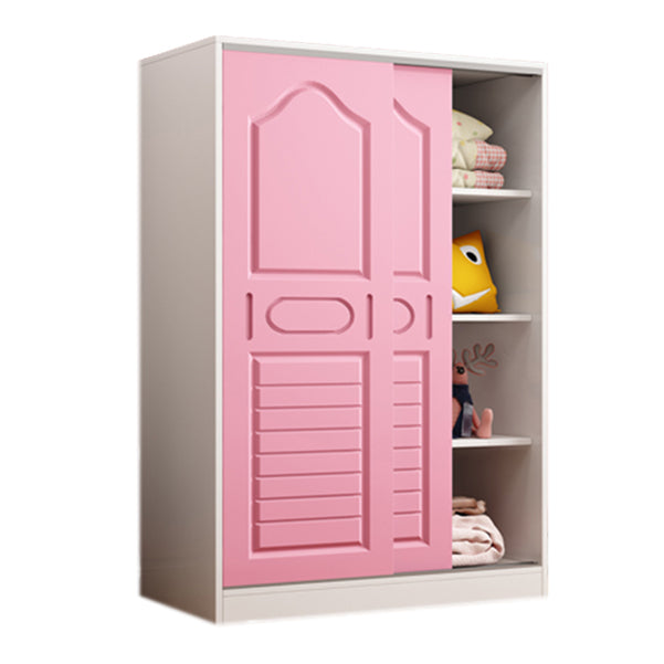 Manufactured Wood Kids Closet Contemporary White Armoire Cabinet with 1 Sliding Door