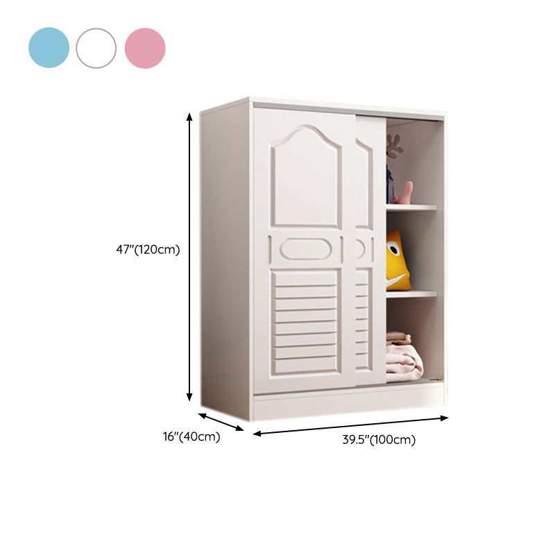 Manufactured Wood Kids Closet Contemporary White Armoire Cabinet with 1 Sliding Door