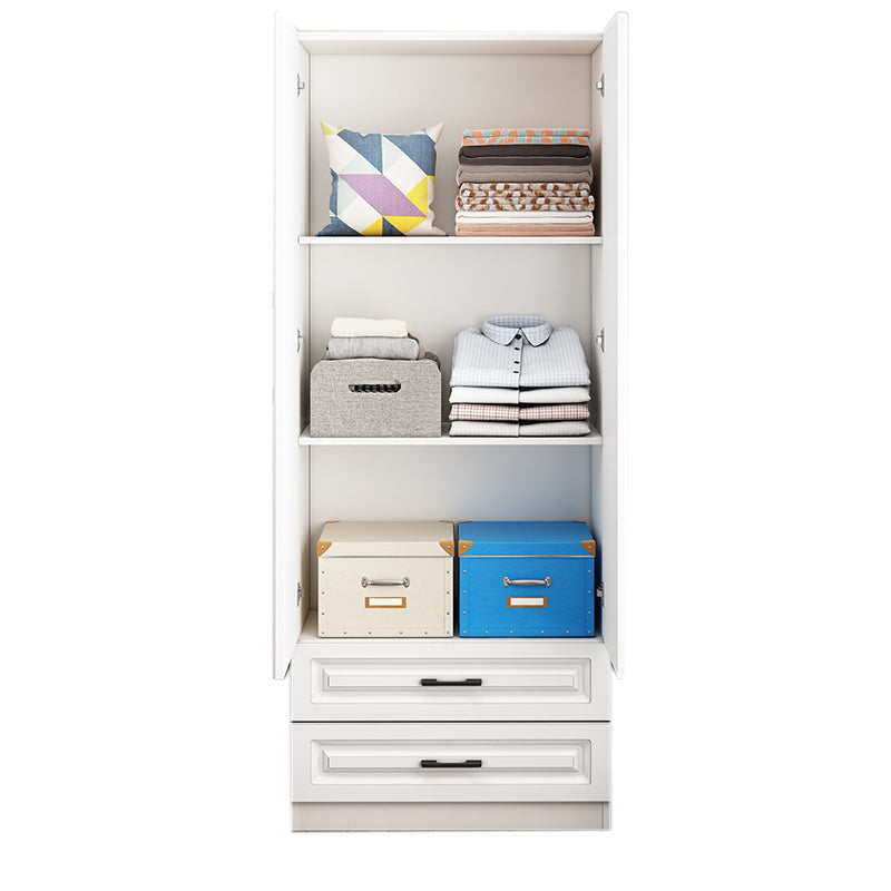 Manufactured Wood Kids Closet Contemporary White Armoire Cabinet