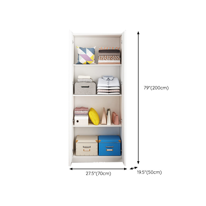 Manufactured Wood Kids Closet Contemporary White Armoire Cabinet