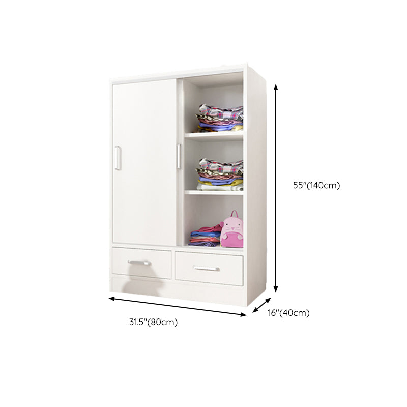 Manufactured Wood Kid's Wardrobe Contemporary White Kids Closet with Garment Rod