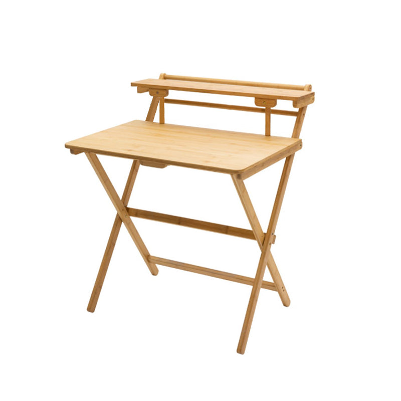 Student Desk with Storage Shelves Bamboo Foldable Home Desk and Chair