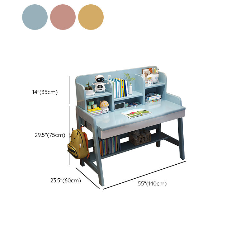 Adjustable Kids Desks & Chair Set with Hutch Solid Wood 43.3" H Child Desks Writing Desks