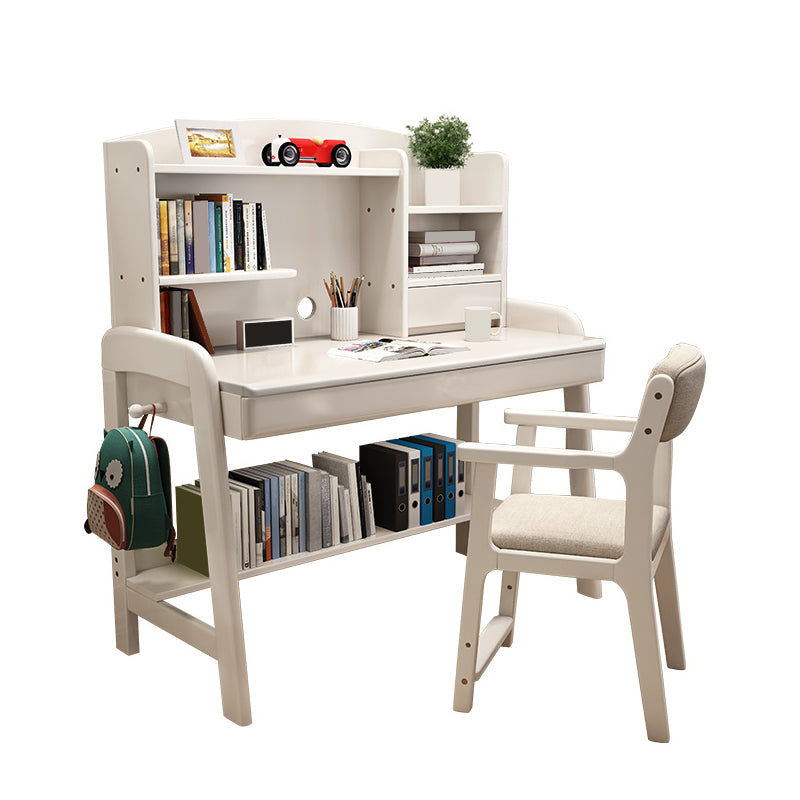 Writing Desk Adjustable Kids Desk with 2 Drawers and Shelves Kids Desk